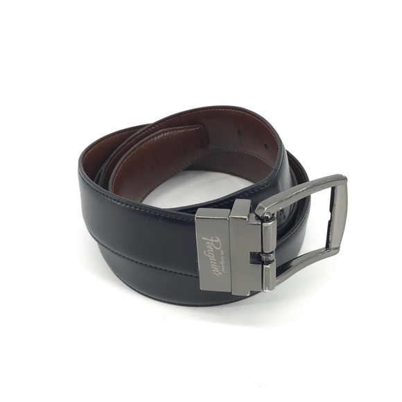 AN ORIGINAL PENGUIN BROWN TAN BLUE 34 REVERSIBLE COW HIDE LEATHER BELT MENS NWT